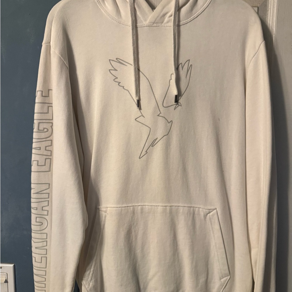 American Eagle Outfitters Men's Off-White Hoodie